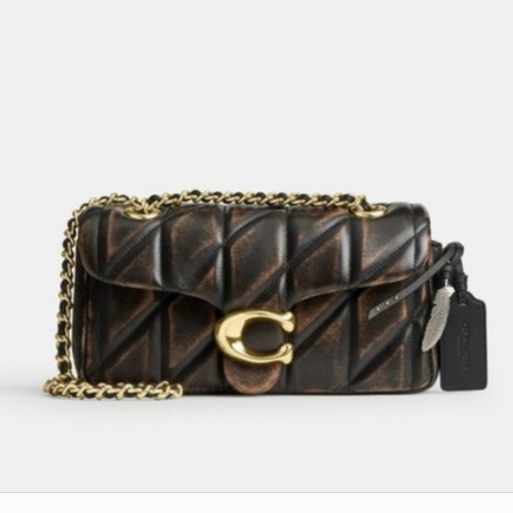 Coach Tabby Shoulder Bag 20 w/ Quilting Chain, Leather Straps Loved Leather